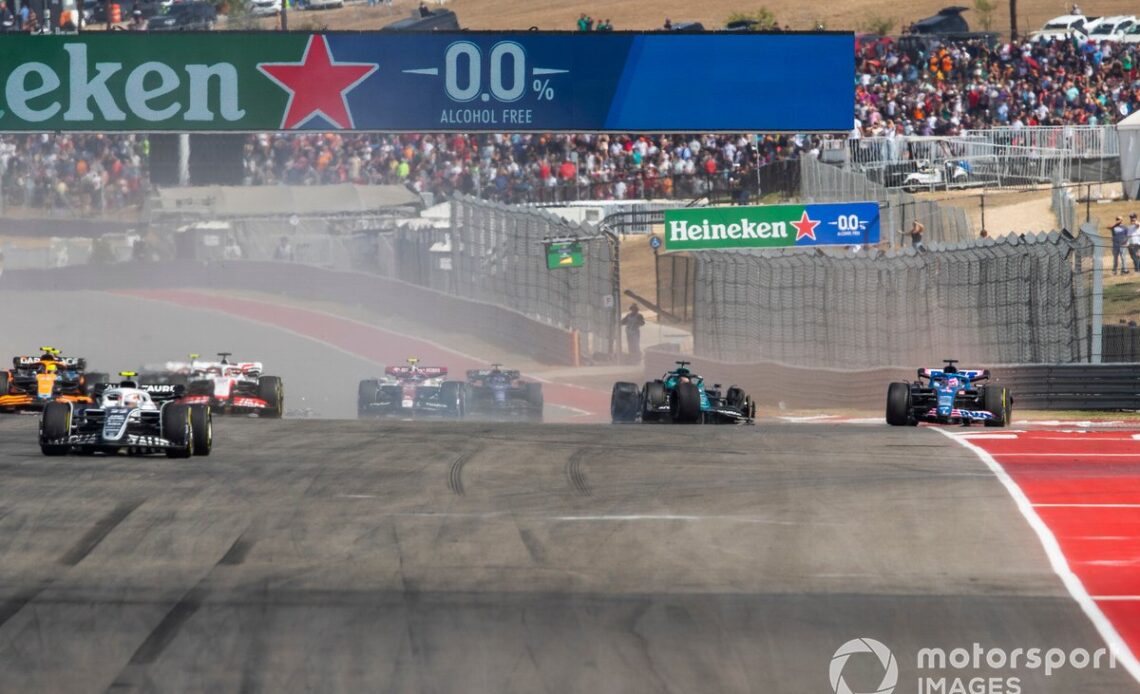 Fernando Alonso managed to finish seventh at Austin despite colliding with Lance Stroll.