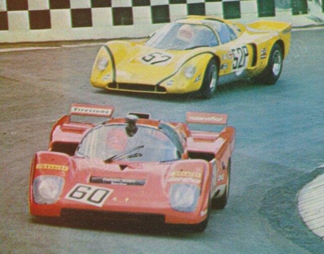 Ferrari 512 leading Chevron B16 during the 1971 Nürburgring Six Hours