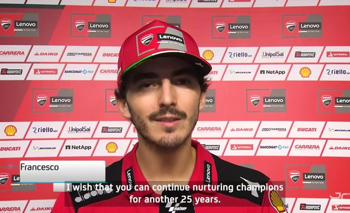 🏍️ Greetings by @MotoGP leader Pecco Bagnaia  | 25 years of FIM JuniorGP™ World Championship