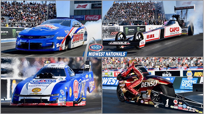 Hight, Torrence, Koretsky and M. Smith Qualify No.1 in Front of Sellout Crowd at NHRA Midwest Nationals