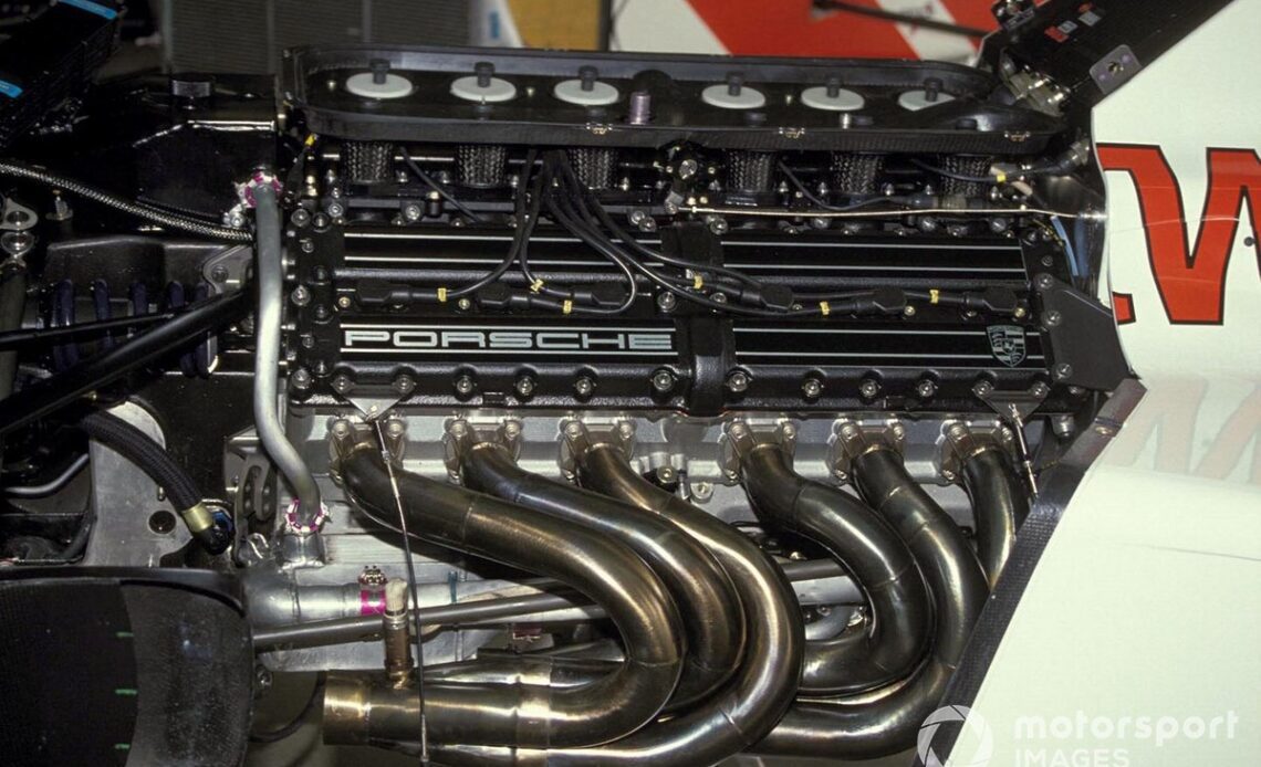 Porsche engine in one of the Footwork A11Cs