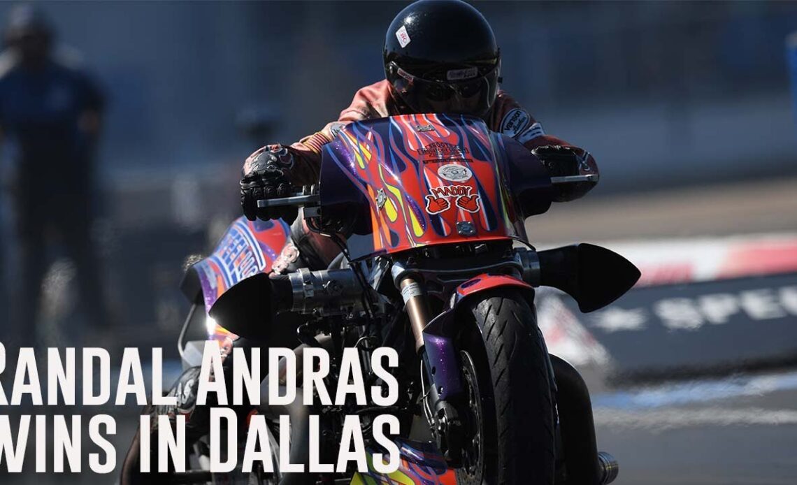 Randal Andras wins Top Fuel Harley at Texas NHRA FallNationals