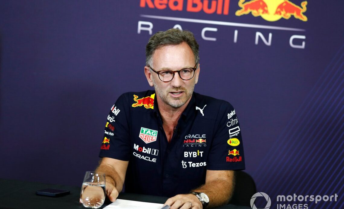 Christian Horner, Team Principal, Red Bull Racing, in a press conference regarding the recent findings of the cost cap breach. The FIA have handed Red Bull a $7m fine and an aero testing reduction