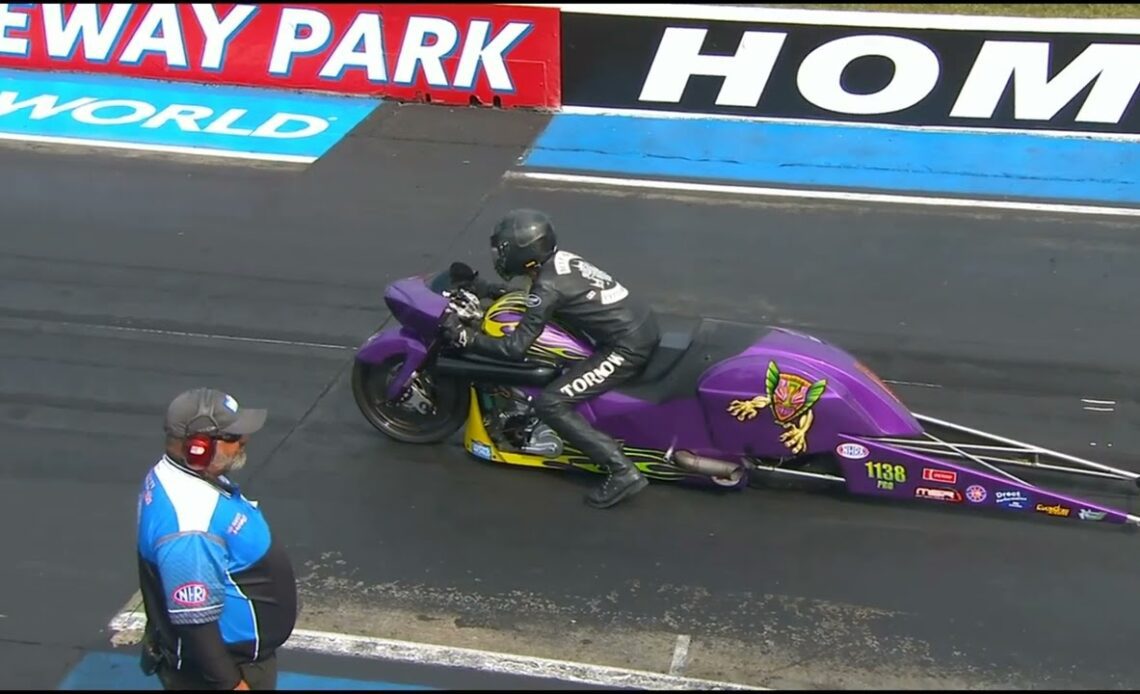 Ron Tornow, Pro Stock Motorcycle, Qualifying Rnd2, Dodge Power Brokers, U S  Nationals, Lucas Oil In