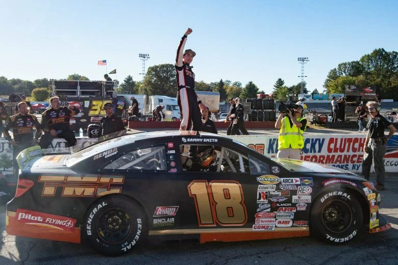 2022 ARCA Salem Sammy Smith celebrates (Credit: Emilee Chinn/ARCA Racing used with permission)