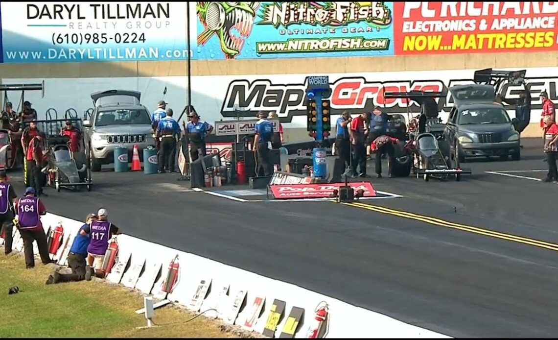 Shawn Cowie, Jeff Veale, Top Alcohol Dragster, Rnd 2 Qualifying, Pep Boys Nationals, Maple Grove Rac