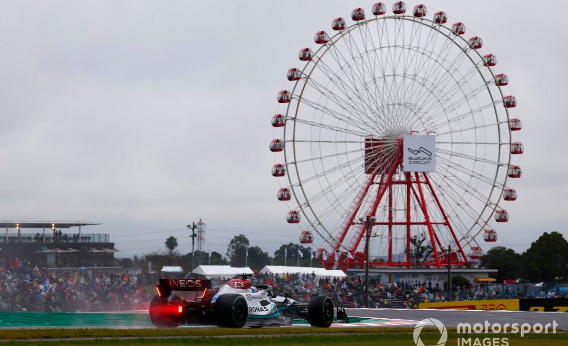 Russell led a Mercedes 1-2 in second practice at the Japanese GP