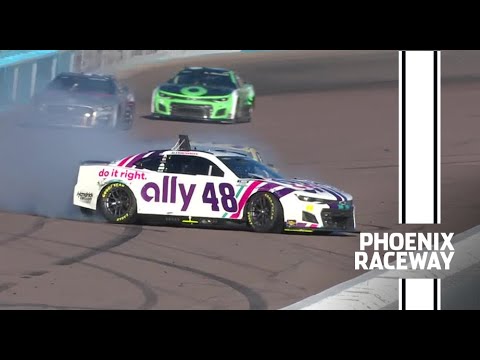 Alex Bowman makes contact with the wall at Phoenix