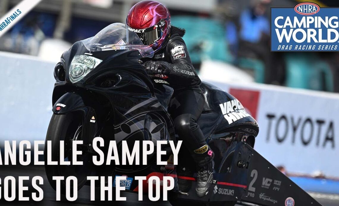 Angelle Sampey goes to the top Friday in Pomona