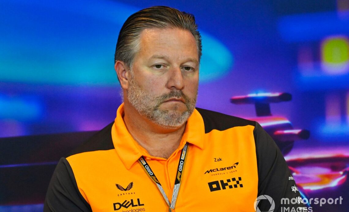 Zak Brown, CEO, McLaren Racing, attends the Press Conference