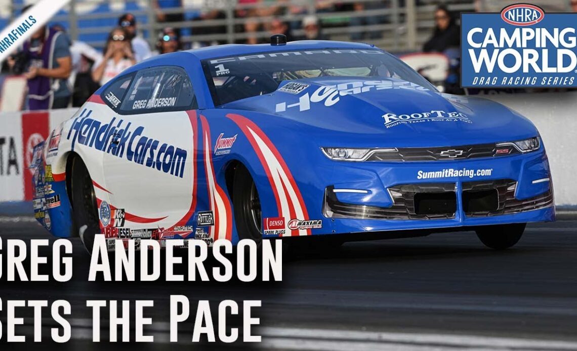 Greg Anderson sets the pace Friday in Pomona