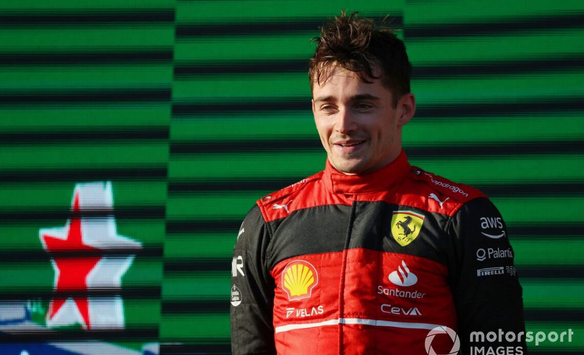 Charles Leclerc, Ferrari, 1st position, on the podium
