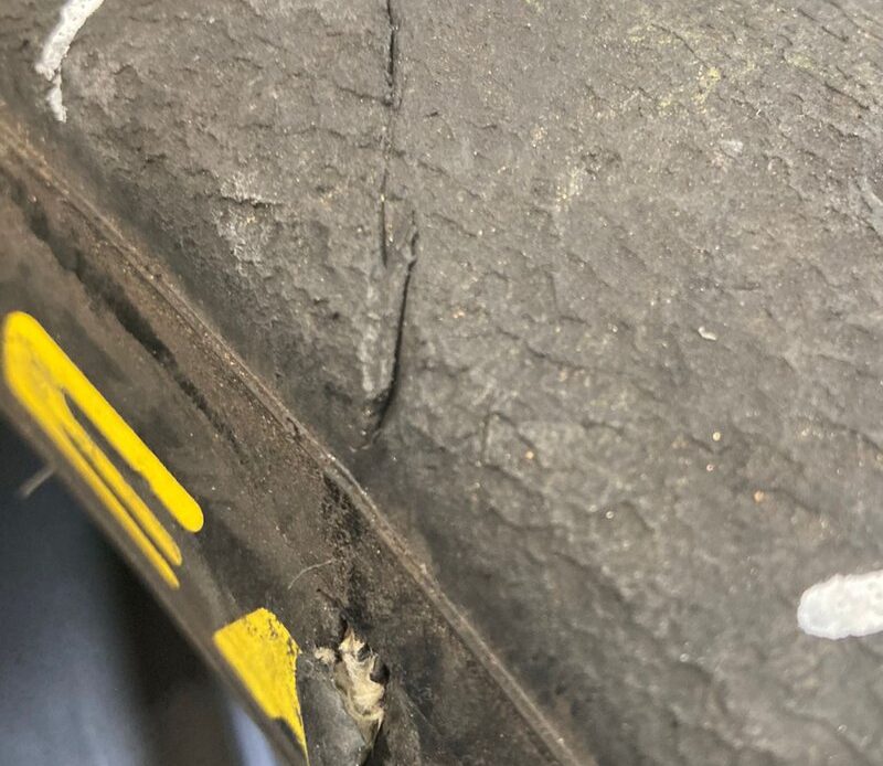 Sebastien Ogier's punctured tyre from Stage 2