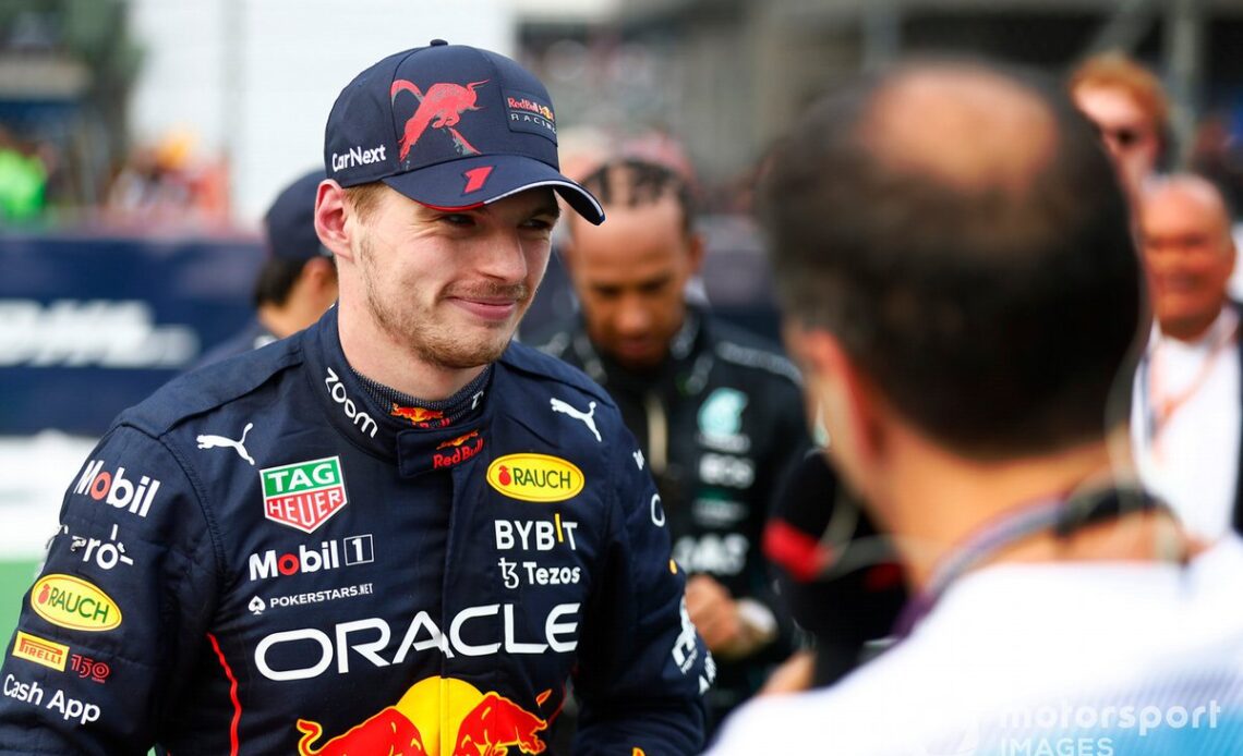 Max Verstappen, Red Bull Racing, 1st position, is interviewed in Parc Ferme