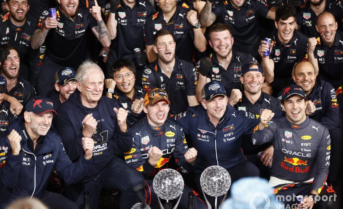 Red Bull celebrates Max Verstappen's second world title in Japan.