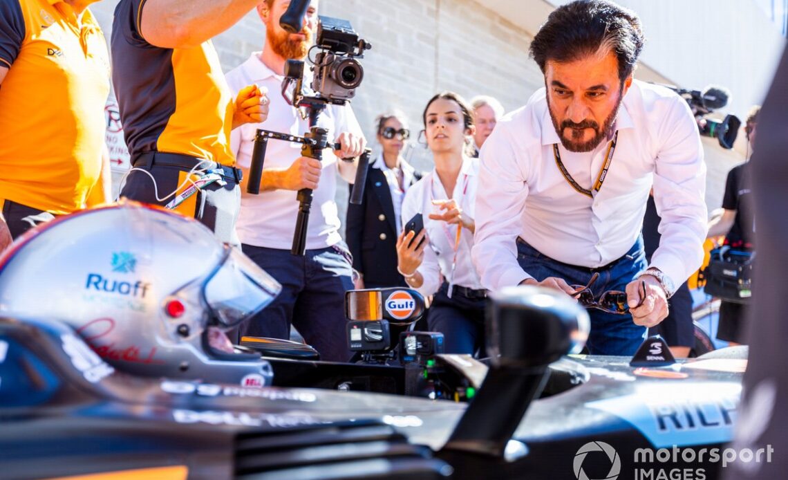 Mohammed Ben Sulayem greets Mario Andretti