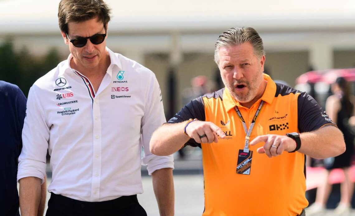 Toto Wolff, Team Principal and CEO, Mercedes AMG, Zak Brown, CEO, McLaren Racing