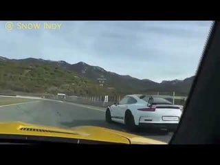 Mercedes AMG GTC Overtakes Porsche GT3 on the Track