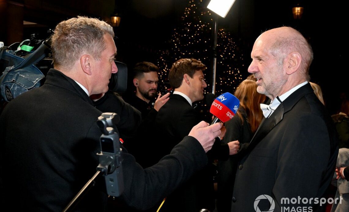 Adrian Newey OBE being interviewed on the red carpet