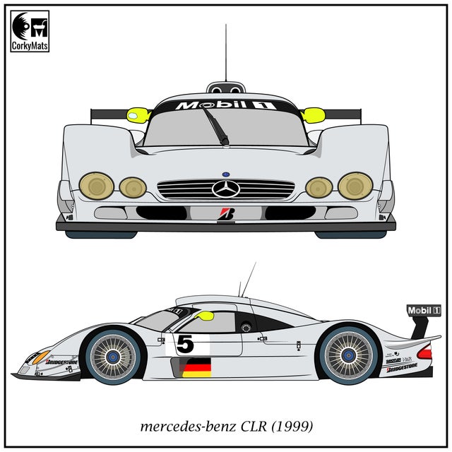 Thursday atuos illustration, with a car that closes my Mercedes saga and the participation of the same on Le Man altogether: the Mercedes-Benz CLR! Being the last model sprang from the CLK GTR and LM types, became infamous for literally fly in the air 3 t