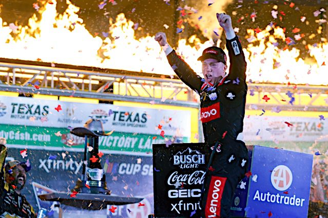 Tyler Reddick (No. 8 Lenovo Chevrolet) in Victory Lane at Texas Motor Speedway after winning the AutoTrader Echo Park Automotive 500