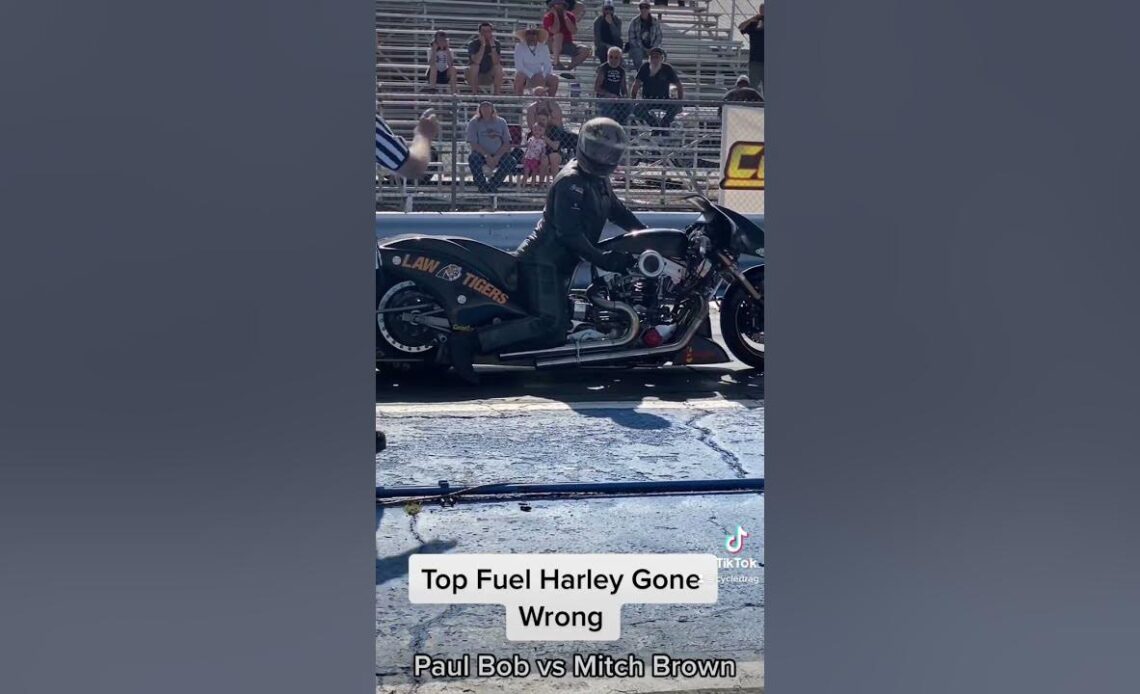 What Went Wrong on the starting line on this TOP FUEL Harley run?