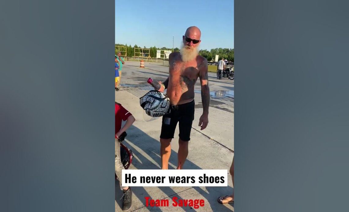 He NEVER wears shoes….not even at the race track