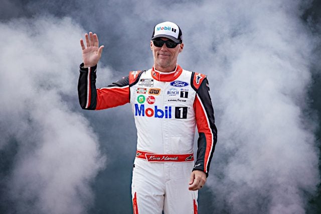 Kevin HArvick greets the crowd at Richmond Raceway, August 2022. Photo; NKP