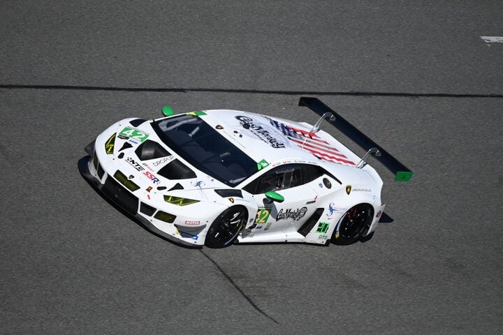 Benjamin Hites traverses turns 3 and 4 of the tri-oval at Daytona International Speedway during the Rolex 24 at Daytona, 1/29/2022 (Photo: Phil Allaway)