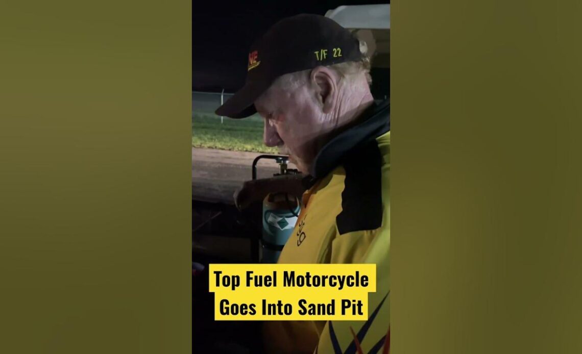 Top Fuel Motorcycle Crashes Into Sand Pit