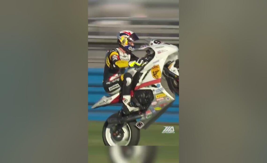 Brandon Paasch won his second Daytona 200 victory last year, and celebrated with a big #wheelie.