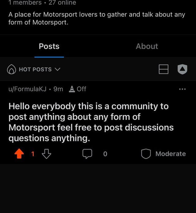 Feel free to join this new community we aim to become the biggest Motorsport community on reddit