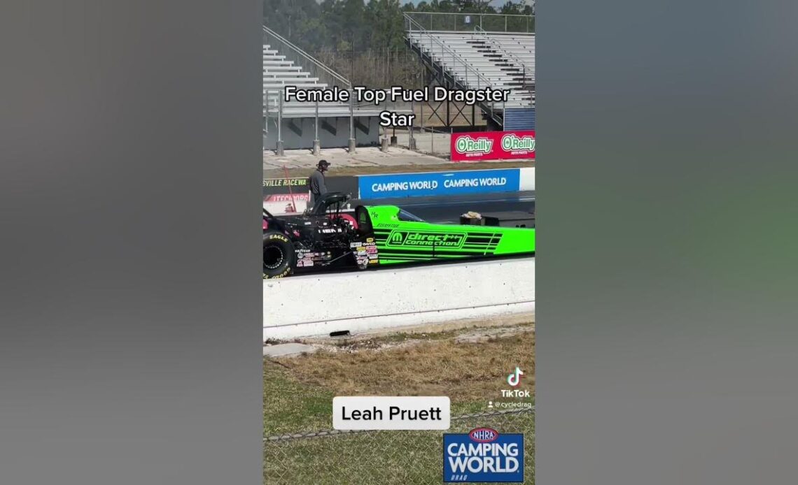 Female Top Fuel Dragster Star Leah Pruett Test Run