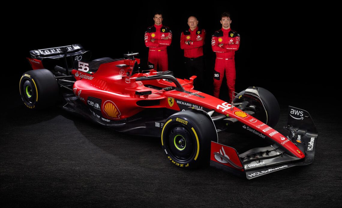 Charles Leclerc, Frederic Vasseur, Carlos Sainz Jnr, Ferrari SF-23, 2023