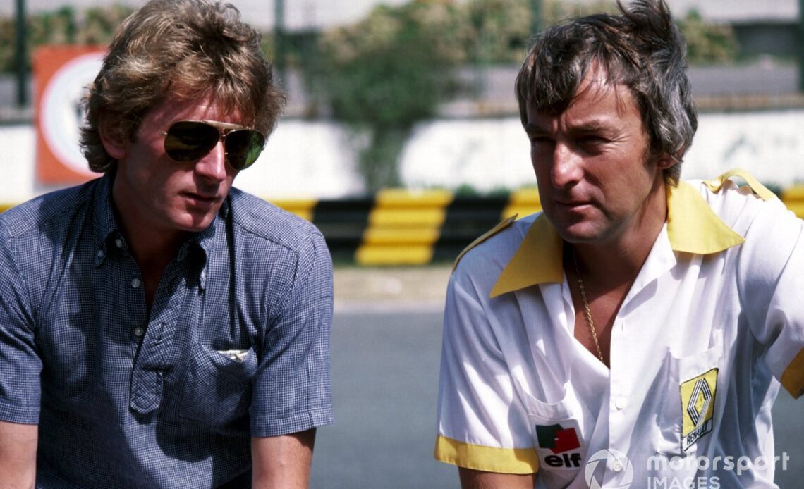 Jabouille, pictured in discussion with Renault team manager Larrousse at the 1979 Argentine GP, led development on its turbo cars