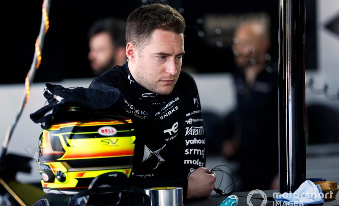 Stoffel Vandoorne, DS Penske, leans on a counter