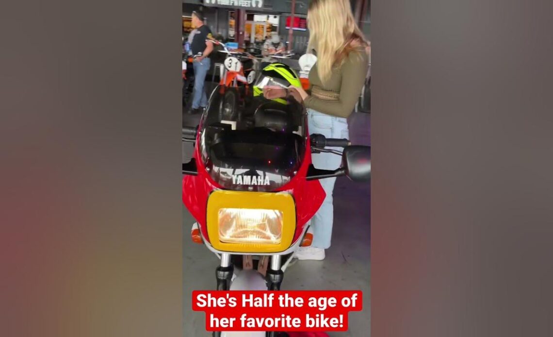 She's Half the Age of the Motorcycle but she LOVES her vintage two stroke!