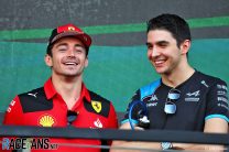 (L to R): Charles Leclerc, Ferrari; Esteban Ocon, Alpine; Jeddah Corniche Circuit, 2023
