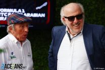 (L to R): Jackie Stewart, F1 world champion; David Richards, Prodrive CEO; Jeddah Corniche Circuit, 2023