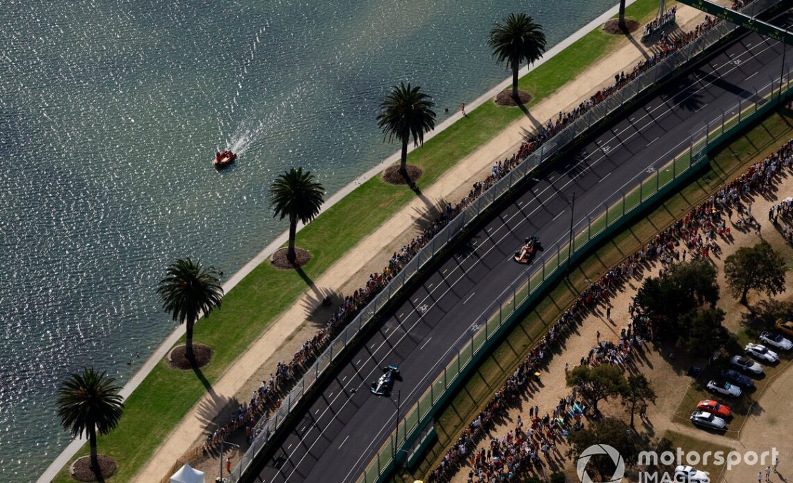 George Russell, Mercedes W13, Daniel Ricciardo, McLaren MCL36