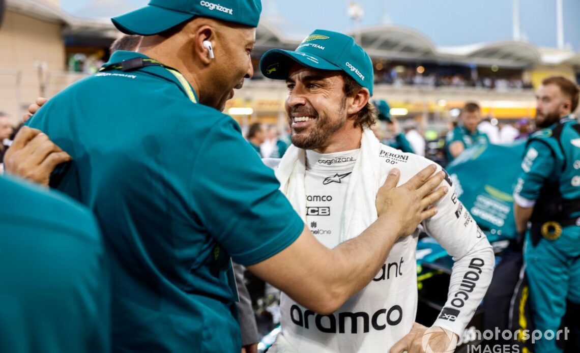 Fernando Alonso, Aston Martin F1 Team, on the grid