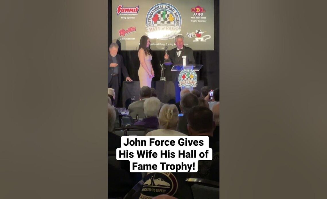 John Force Gives His Wife His Hall of Fame Trophy!