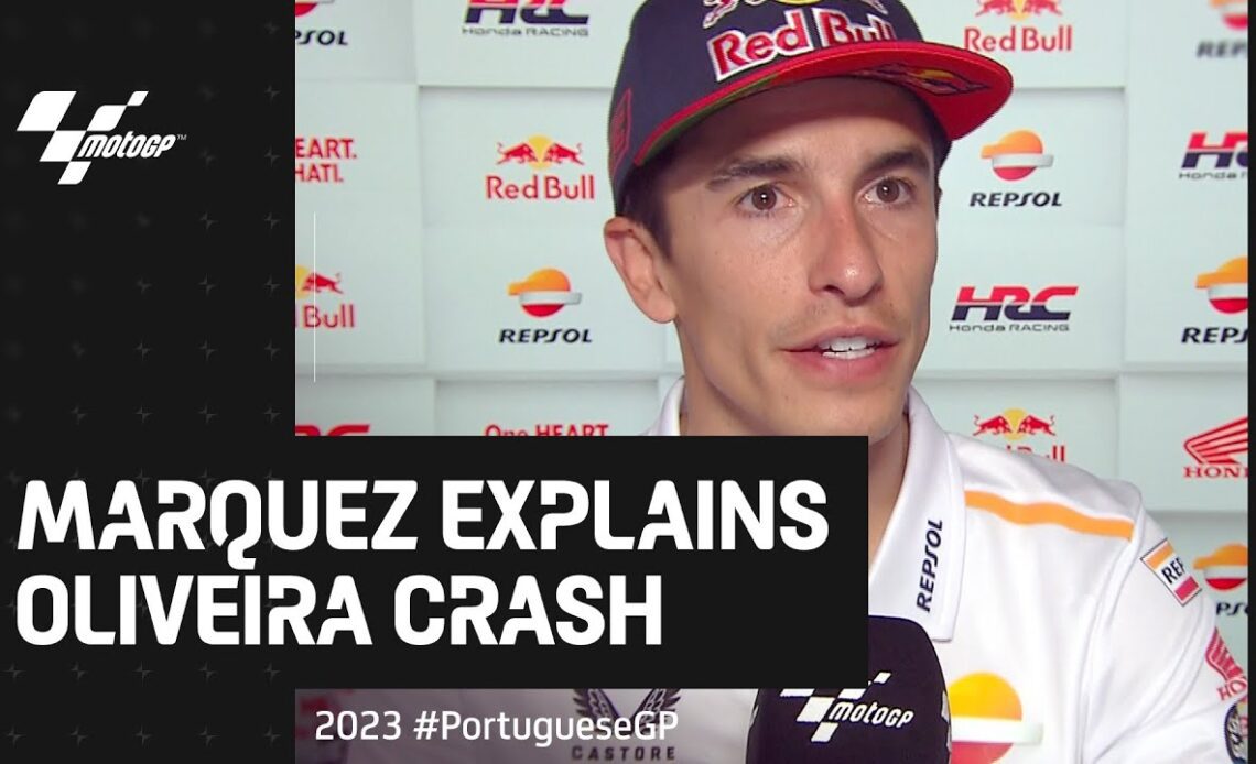 Marc Marquez apologises to Miguel Oliveira and explains the crash 🎙️ | 2023 #PortugueseGP
