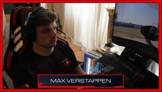 Max Driving in the Virtual 12h of Sebring! (with his WDC Trophy casually next to him)