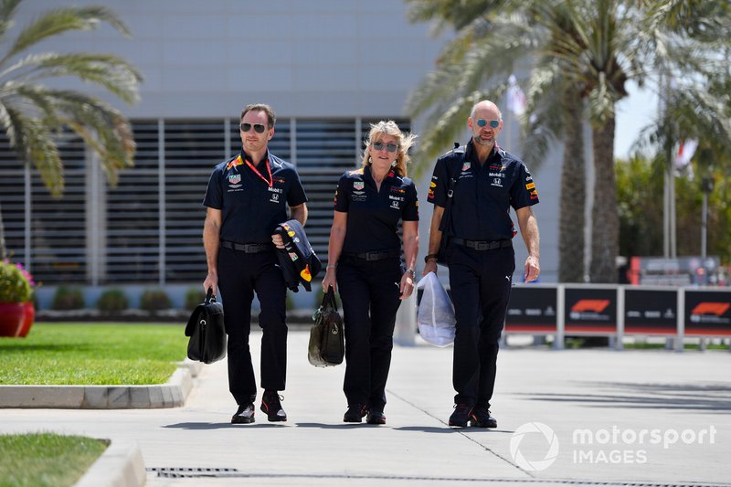 Christian Horner, Team Principal, Red Bull Racing, Jayne Poole, HR Director, Red Bull Racing (F1) & Red Bull Technology, and Adrian Newey, Chief Technical Officer, Red Bull Racing