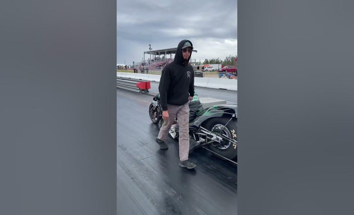 Top Fuel Harley Uses Every Inch to Stop!