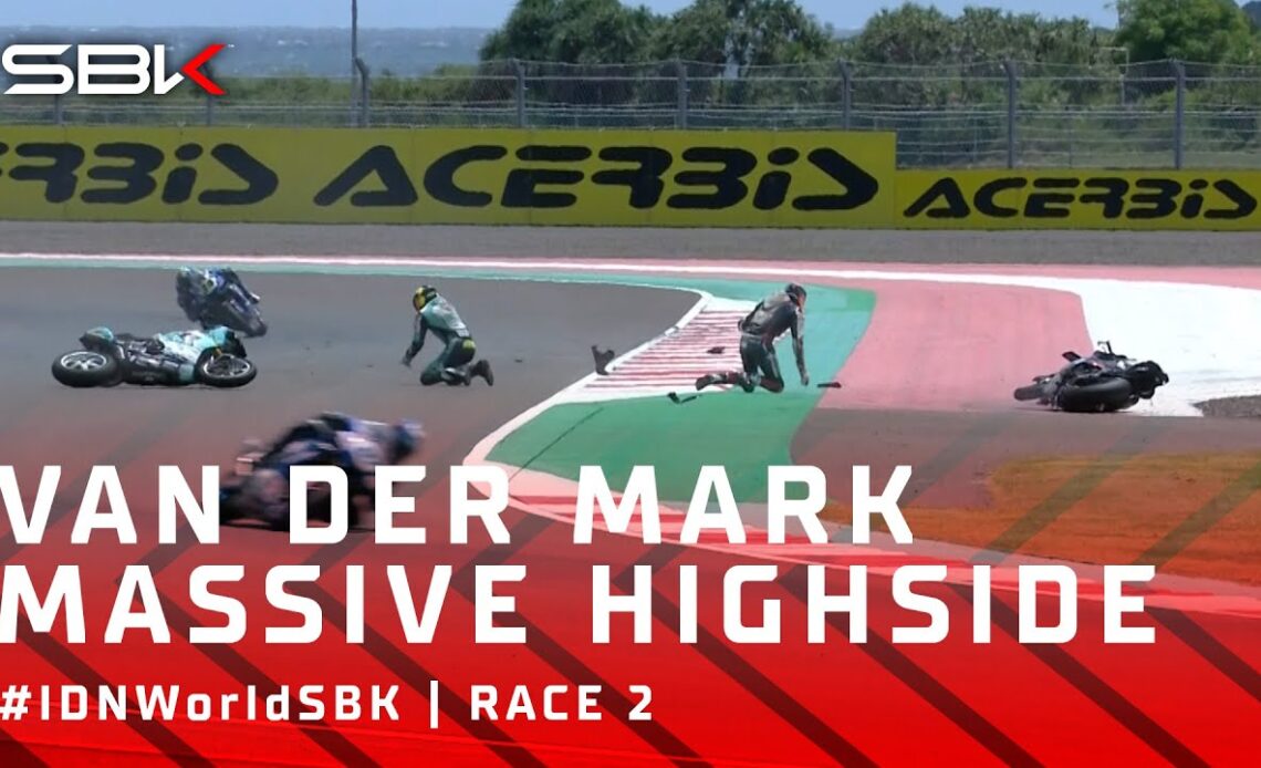 Van der Mark launched in MASSIVE highside 😮‍💨 | #IDNWorldSBK 🇮🇩