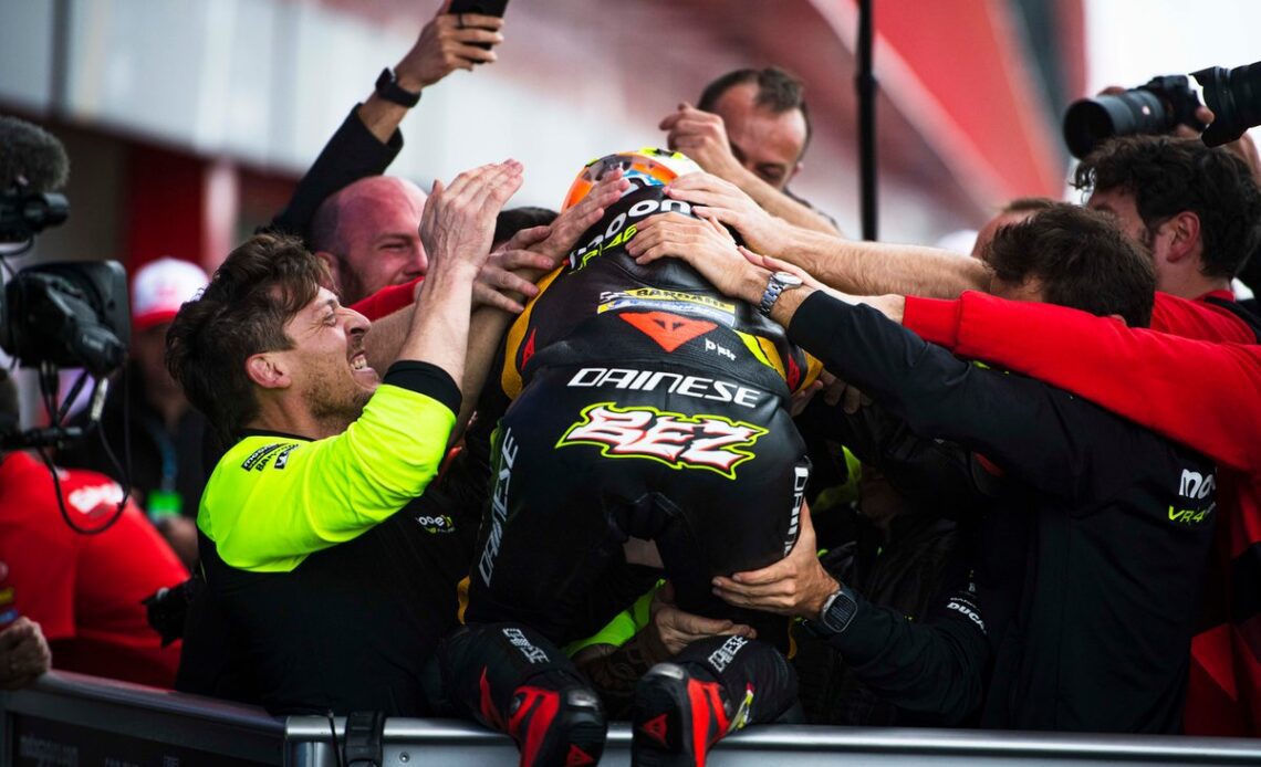 It'll be a happy Monday for Bezzecchi after his maiden MotoGP win