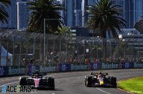 (L to R): Zhou Guanyu, Alfa Romeo; Sergio Perez, Red Bull; Albert Park, 2022