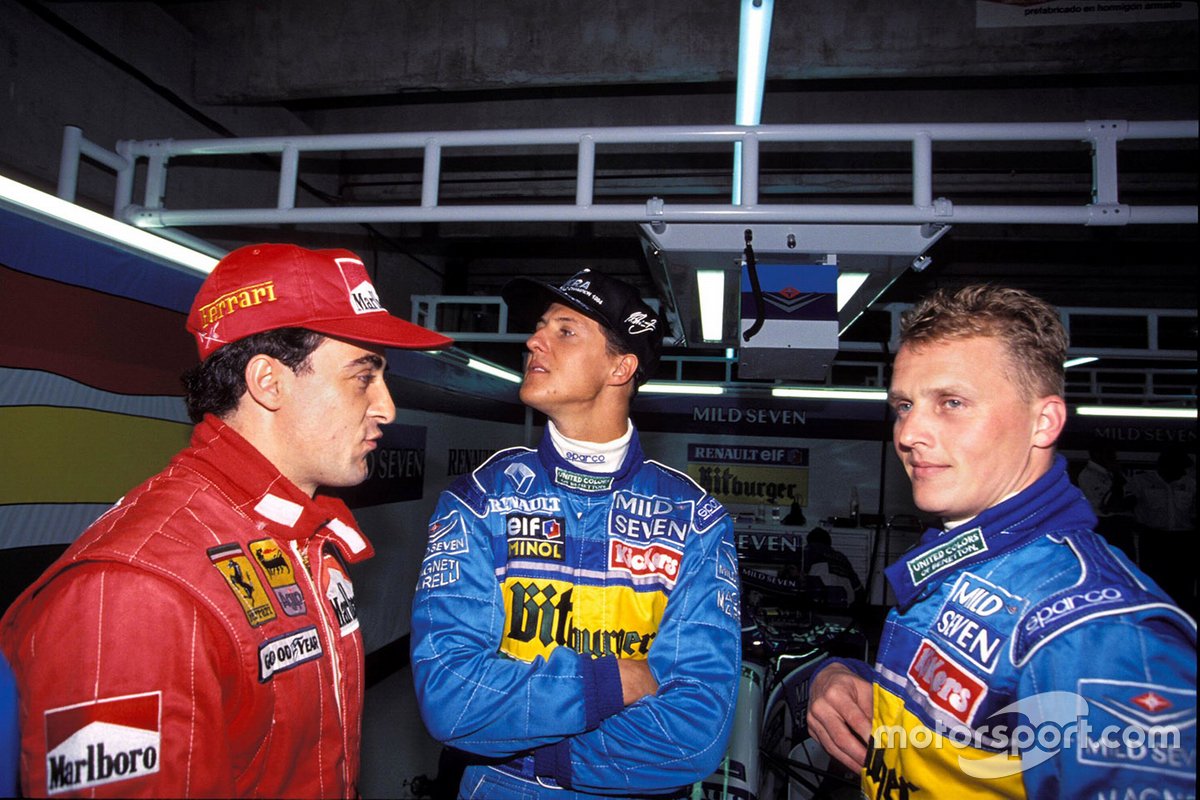 Jean Alesi, Michael Schumacher, and Johnny Herbert